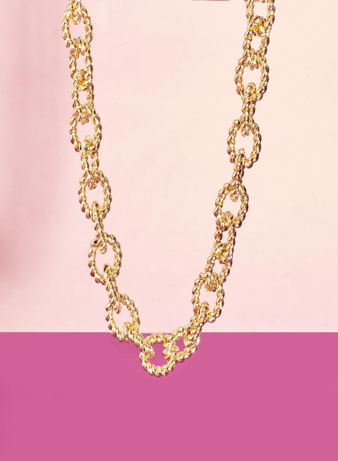 SALTY Anti Tarnish Gold Link Necklace for Women | Stylish Statement Chain | Latest Fashion Jewellery Accessories for Girls | Minimal Jewelry | Ideal for Gifting | Marriage, Birthday | Gift for Valentine Day - Image 4