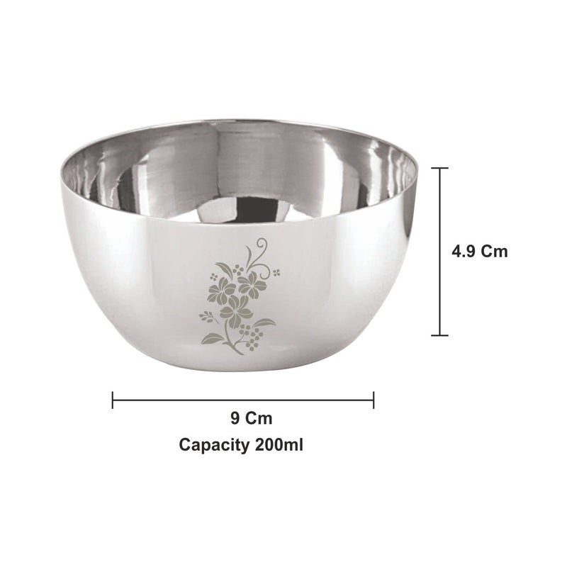 Neelam Stainless Steel 5.5, 18 Gauge Lazer Etching JK 200 ml Vati, Set of 6, Dinner Bowl Katori Serving Vati, Durable Quality, Elegant, Perfect for Serving Snacks, Desserts, and Condiments - Image 5