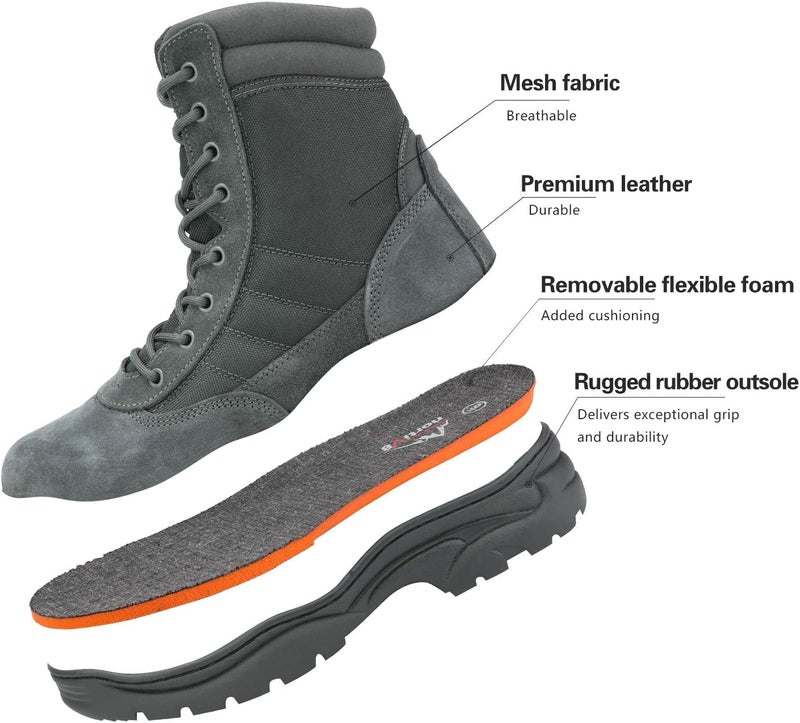 NORTIV 8 Men's Military Tactical Work Boots with Side Zipper - Dark/Grey - Image 5