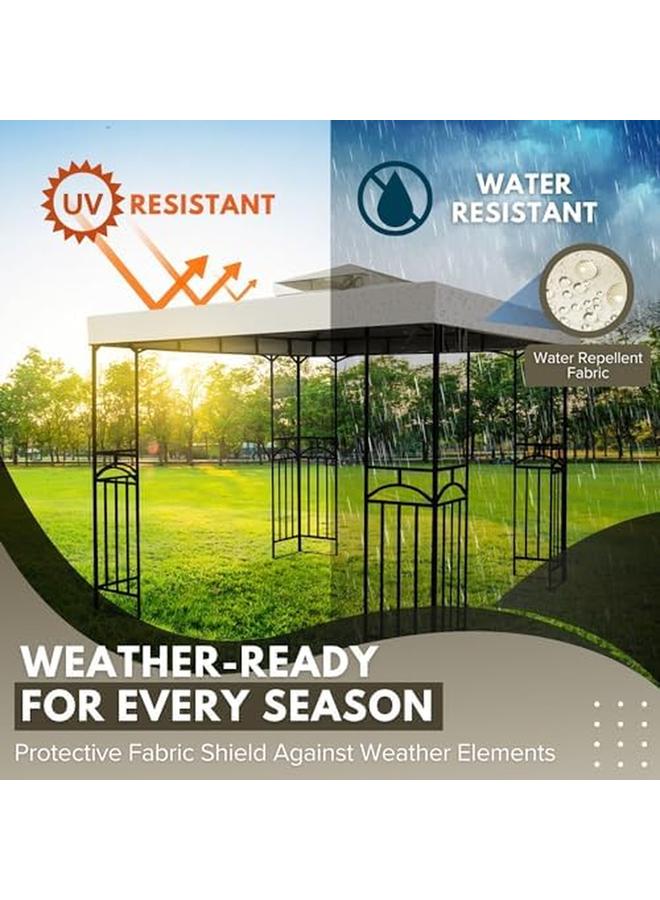 Flexzilla 10'X10' Gazebo Replacement Canopy Top Cover Ivory Dual Tier With Plain Edge Polyester Uv30 Water Resistant For Outdoor Garden Patio Pavilion Sun Shade - Image 3