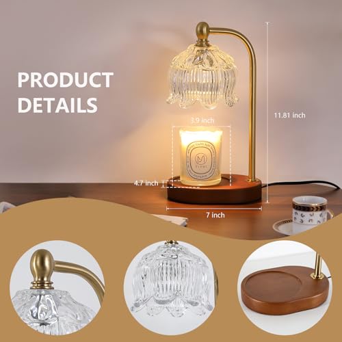 MEIXISUE Candle Warmer Lamp with Timer Dimmable,Antique Brass Candle Lamp,Wax Melt Warmer Light for Jar Candles,Mother's Day/Birthday/Christmas Gifts for Mom/Wife,Home Decor Lamp,with 2 Bulbs - Image 5