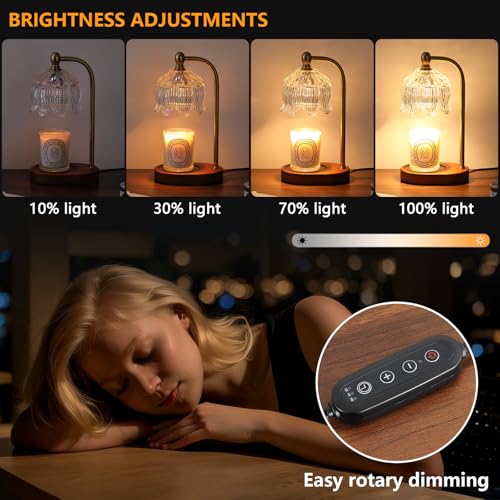 MEIXISUE Candle Warmer Lamp with Timer Dimmable,Antique Brass Candle Lamp,Wax Melt Warmer Light for Jar Candles,Mother's Day/Birthday/Christmas Gifts for Mom/Wife,Home Decor Lamp,with 2 Bulbs - Image 3