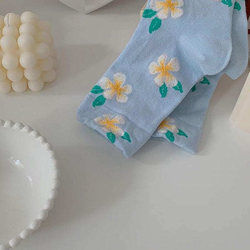 Soft Warm Crew Socks Colorful Small Floral Print Thermal Socks Student Casual Middle Tube Socks Dress Socks - Image 2
