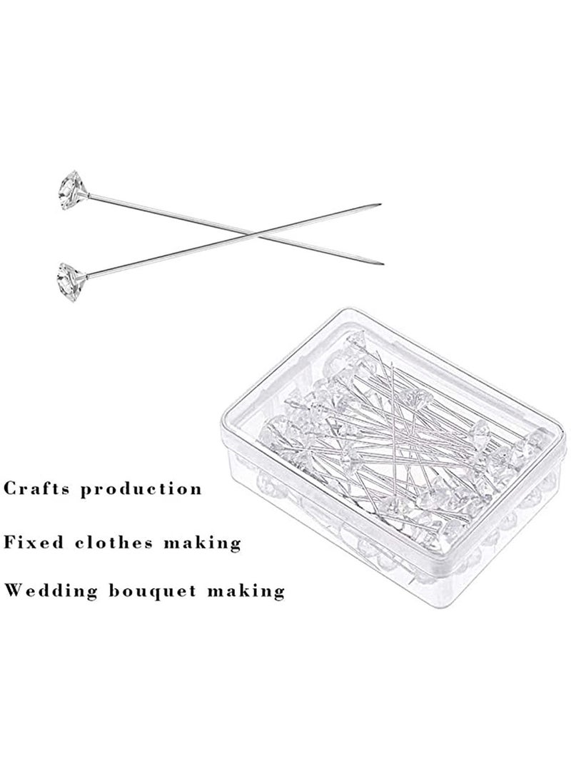 Y&D 400Pcs Sewing Pins, 4 Styles Pearl Head Pins Crystal Corsage for Dressmaking Jewelry Components Flower Decoration, Banquet Wedding Party Anniversary, Diy, Multiple Colors - Image 5