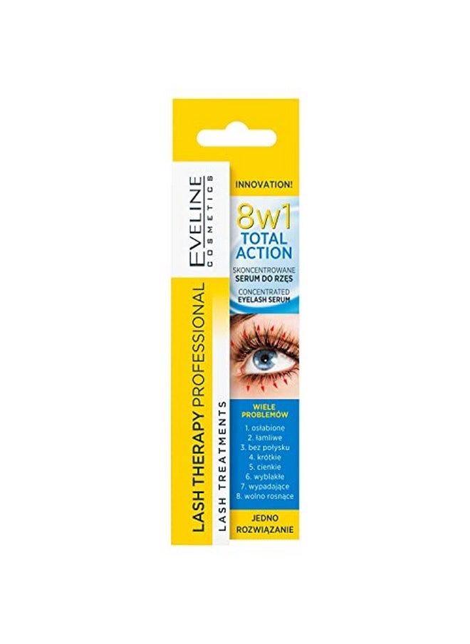 EVELINE COSMETICS - Multi Purpose Eyelash Serum Total Action 8 In 1 0.33 Fluid Ounce - Image 1