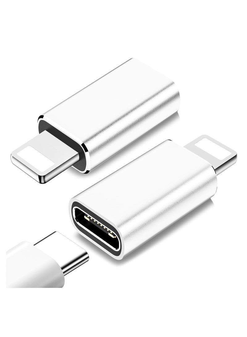USB-C to Lightning Adapter , Type-C Female to Lightning Male, PD Fast Charging & Data Transfer for iPhone/iPad/AirPods, Compact & Portable - Silver, Not for Audio/OTG - Image 1