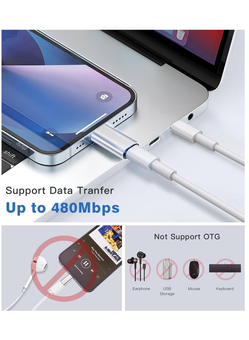 USB-C to Lightning Adapter , Type-C Female to Lightning Male, PD Fast Charging & Data Transfer for iPhone/iPad/AirPods, Compact & Portable - Silver, Not for Audio/OTG - Image 2