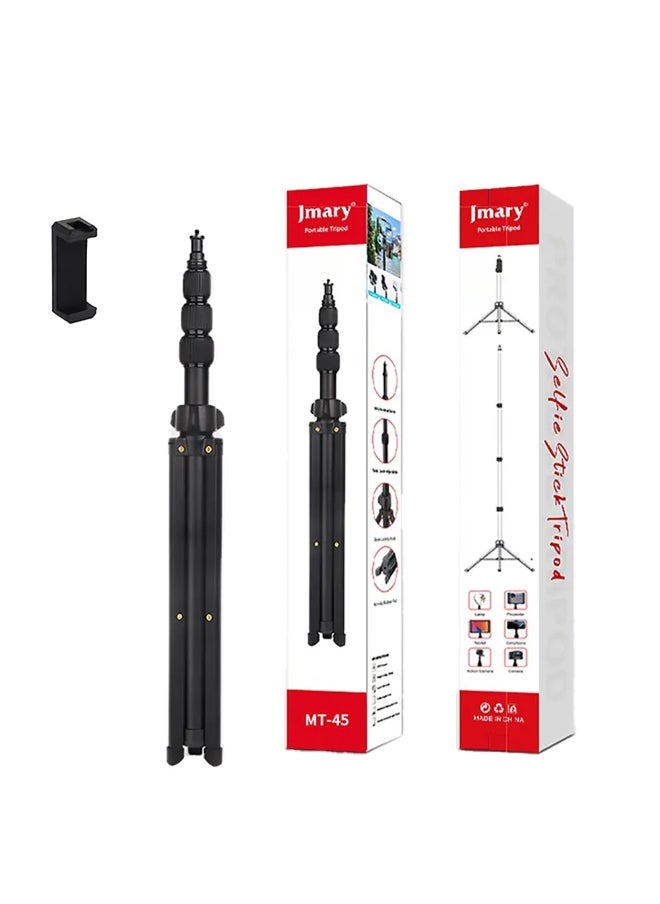 Foldable Selfie Stick and Tripod MT-45  Height up to 168cm , Lightweight and Durable with Light Body , 2 in 1 Stable Design for Photography, Videography and Recording , Magnetic with 1/4" Standard Screw , Universal with Cameras, Webcams and Lighting , Ideal for Vlogging, Traveling, Live Streaming and Outdoor Shooting , Fits up to 3kg for Four Temperature Ranges Adjustable for All Types of Shooting