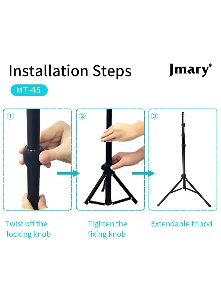 Foldable Selfie Stick and Tripod MT-45  Height up to 168cm , Lightweight and Durable with Light Body , 2 in 1 Stable Design for Photography, Videography and Recording , Magnetic with 1/4" Standard Screw , Universal with Cameras, Webcams and Lighting , Ideal for Vlogging, Traveling, Live Streaming and Outdoor Shooting , Fits up to 3kg for Four Temperature Ranges Adjustable for All Types of Shooting