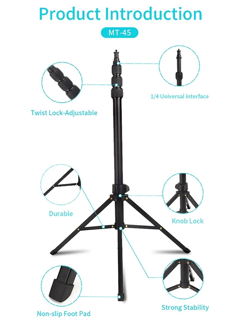 Foldable Selfie Stick and Tripod MT-45  Height up to 168cm , Lightweight and Durable with Light Body , 2 in 1 Stable Design for Photography, Videography and Recording , Magnetic with 1/4" Standard Screw , Universal with Cameras, Webcams and Lighting , Ideal for Vlogging, Traveling, Live Streaming and Outdoor Shooting , Fits up to 3kg for Four Temperature Ranges Adjustable for All Types of Shooting