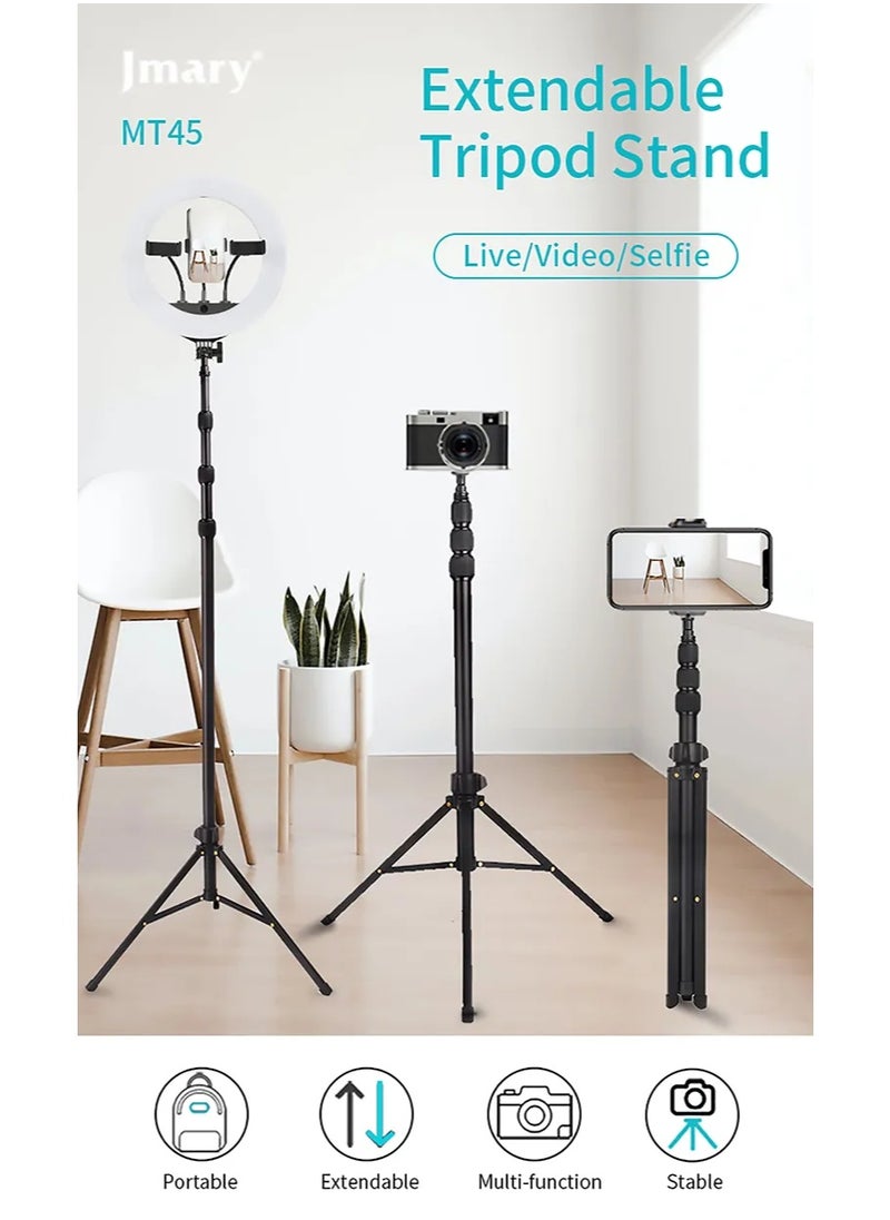 Foldable Selfie Stick and Tripod MT-45  Height up to 168cm , Lightweight and Durable with Light Body , 2 in 1 Stable Design for Photography, Videography and Recording , Magnetic with 1/4" Standard Screw , Universal with Cameras, Webcams and Lighting , Ideal for Vlogging, Traveling, Live Streaming and Outdoor Shooting , Fits up to 3kg for Four Temperature Ranges Adjustable for All Types of Shooting