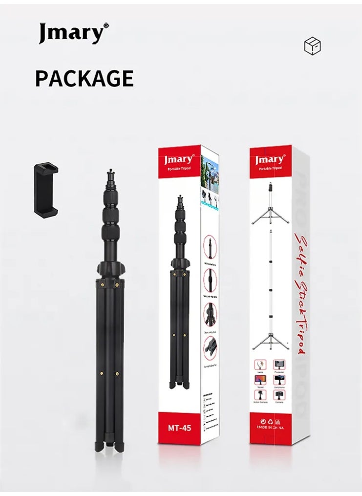 Foldable Selfie Stick and Tripod MT-45  Height up to 168cm , Lightweight and Durable with Light Body , 2 in 1 Stable Design for Photography, Videography and Recording , Magnetic with 1/4" Standard Screw , Universal with Cameras, Webcams and Lighting , Ideal for Vlogging, Traveling, Live Streaming and Outdoor Shooting , Fits up to 3kg for Four Temperature Ranges Adjustable for All Types of Shooting