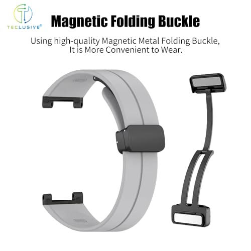 T TECLUSIVE Soft Silicone Strap Band with Magnetic Lock Compatible for Amazfit T-Rex/Amazfit T-Rex Pro | Adjustable Silicone Rubber Band with Installation Tools for T Rex Pro (Grey) - Image 2
