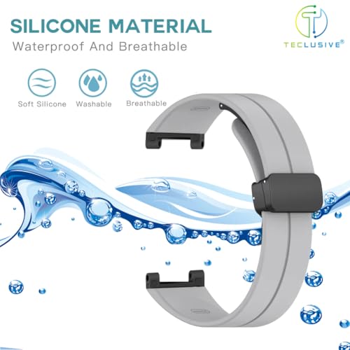 T TECLUSIVE Soft Silicone Strap Band with Magnetic Lock Compatible for Amazfit T-Rex/Amazfit T-Rex Pro | Adjustable Silicone Rubber Band with Installation Tools for T Rex Pro (Grey) - Image 5