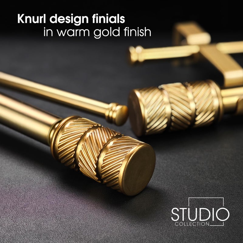 ILAISIHOME 1-1/8 Inch Diameter Antique Gold Curtain Rods with Knurl Design Finial, 72-144 inch Telescoping Double Curtain Rods for window width 68-140 inch, 1 pack - Image 5