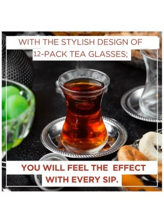 HOME ZONE Set of 12 Turkish Tea Cup Clear 120ml - Image 2