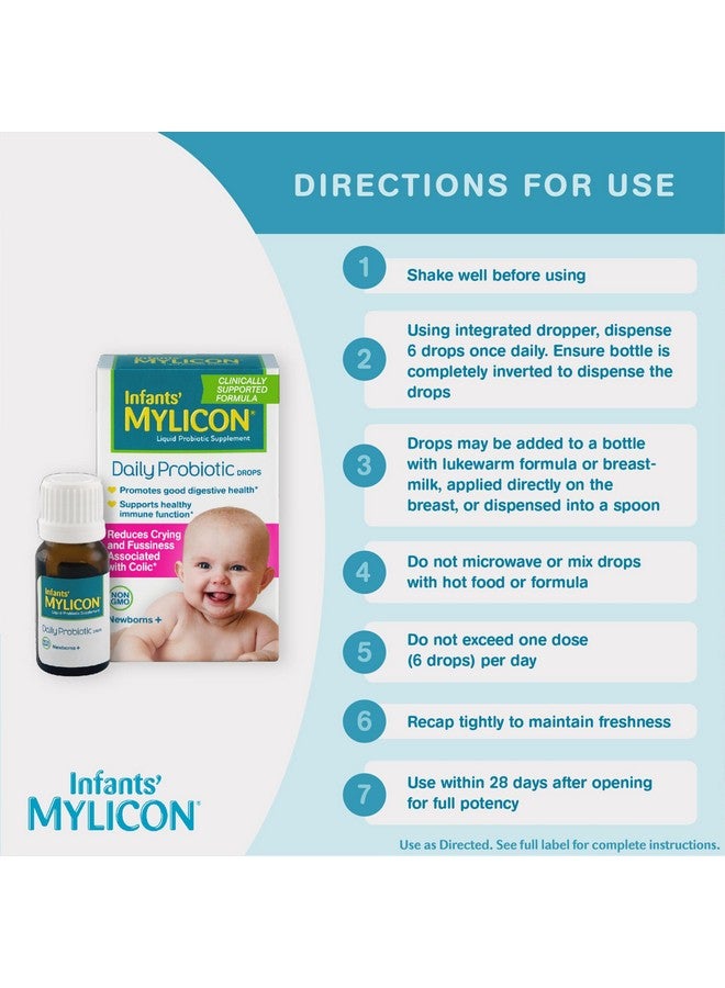 Mylicon Infants' Mylicon Daily Probiotic Drops, for Colic and Fussiness, 8mL, 21 Daily Doses - Image 3