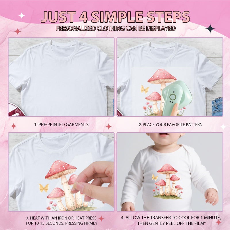 Wxiben Dtf Transfers Ready to Press - 24 Pcs Spring Baby Iron on Transfers for T-Shirts Floral Animals Fairy Heat Transfer Vinyl Decal Sticker Iron on Patches for Clothes Baby Shower Bodysuit Bag DIY - Image 3