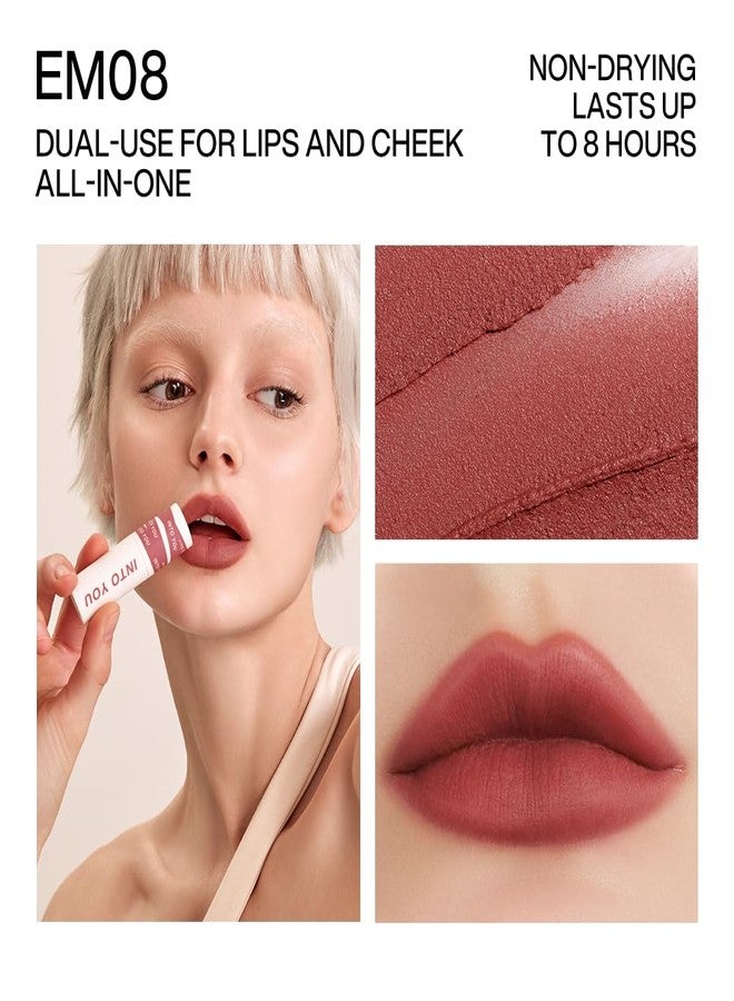 INTO YOU Velvet Matte Lip Stain, Lip Tint, High Impact Lipcolor, Dual-Use For Lips And Cheek - Nude (EM08) - Image 3