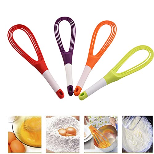 SEIWEI Kitchen Twist Whisk, 29CM Plastic Flat Balloon Whisk Thick Wire Egg Frother Beater Non Stick Cookware For Cooking Blending Whisking Stirring, Purple+Red - Image 2