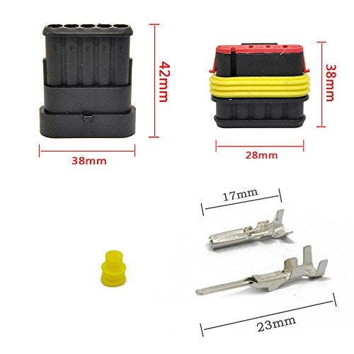 MUYI 10 Kit 5 Pin Way Waterproof Electrical Connector 1.5mm Series Terminals Water Resistend - Image 3