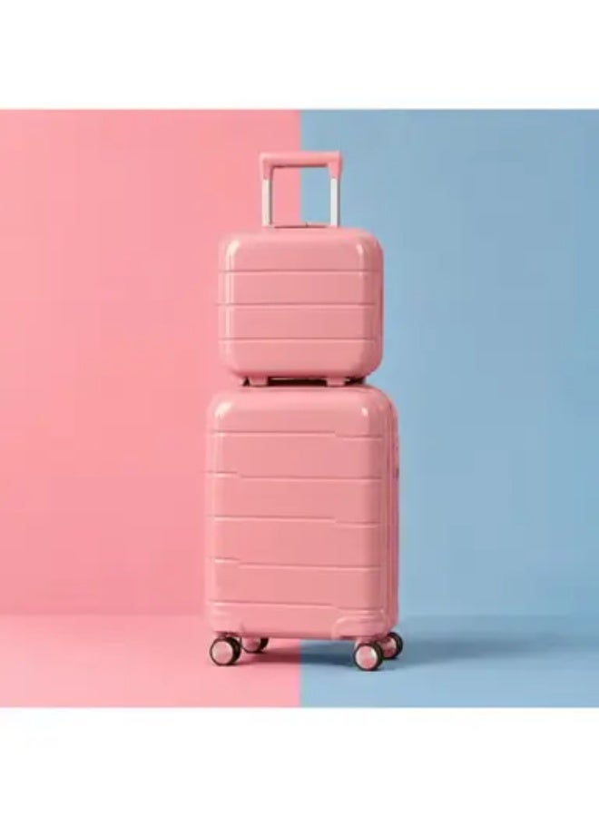 Travel Luggage Set of 2 Suitcases (20", 14") - Polycarbonate Cabin Trolley Bags with 8 Spinner Wheels & TSA Lock - Rose Gold - Image 1
