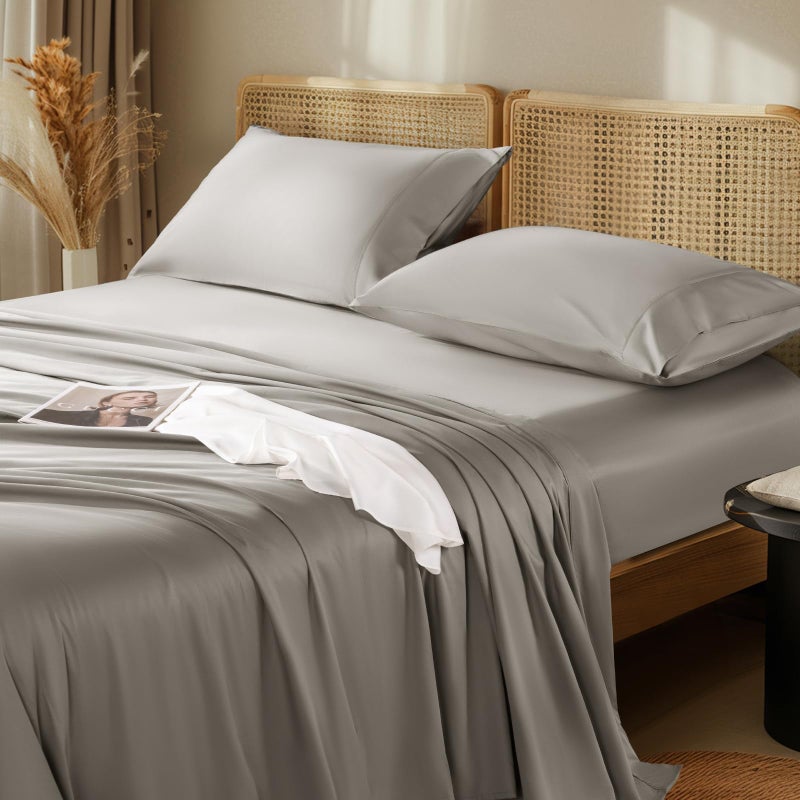 LBRO2M LBRO2M 1000 Thread Count 100% Egyptian Cotton Sheets Set Queen Size  4 Piece Sets Bed Sheet Deep Pocket Sheet Set 16"" Soft Comfortable All Season (Queen  Tapue)  - Image 3