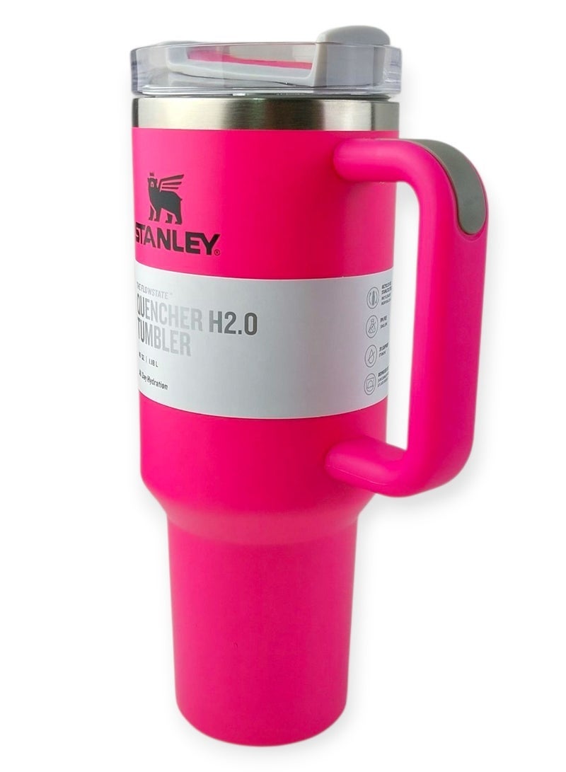 ستانلي كوب ستانلي كوينشر H2.0 فلو ستيت المصنوع من الفولاذ المقاوم للصدأ والمُعزل بالفراغ مع غطاء وقشة للمياه أو الشاي المثلج أو القهوة (جلاسير 40 أونصة) - Image 1