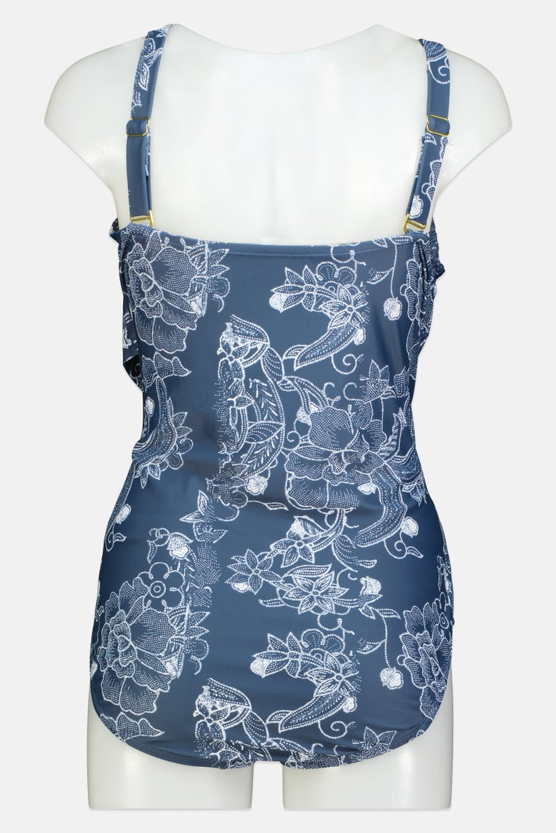 Caribbean Sand مايوه نسائي بلس سايز مزود ببطانة بنمط زهور، متعدد الألوان - Image 3