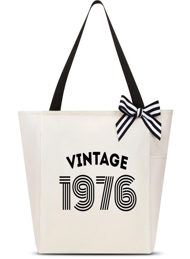 Vavabox Birthday Gifts for Women, Unique 16 18 30 40 50 60th Years Tote Bag, Vintage Handbag Gifts for Her Daughter Mom (1976, Beige) - Image 1