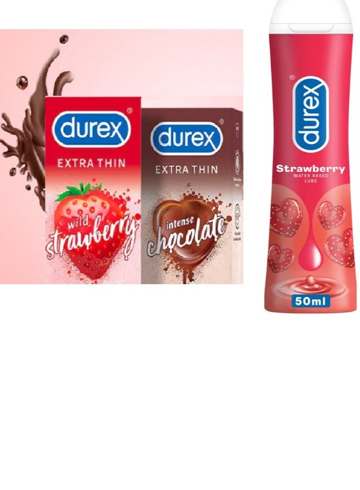 دوريكس بلاي ديوركس بليجر عبوة تحتوي على 24 واقي ذكري (فراولة + شوكولاتة) و1 مزلق فراولة 50 مل - Image 1