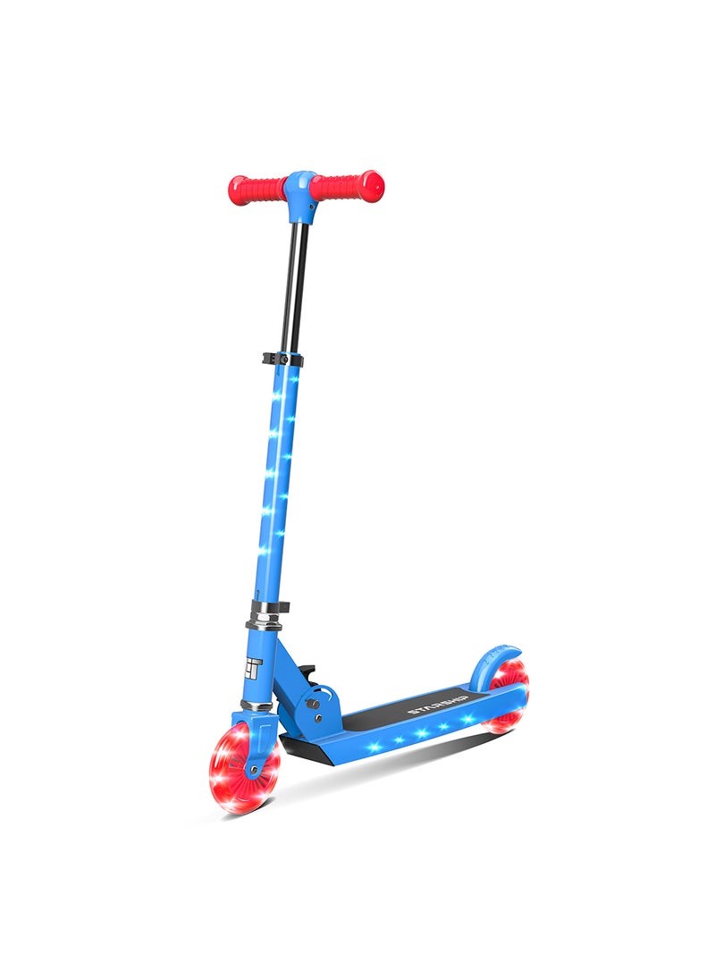 Spartan LiT Starship 120mm fun LED Light-Up Kick Scooter for Kids | Featuring LED Stem Deck and Wheels, Foldable Scooter with Adjustable Handlebar Height | Boys Girls available in Turquoise Blue  - Image 1