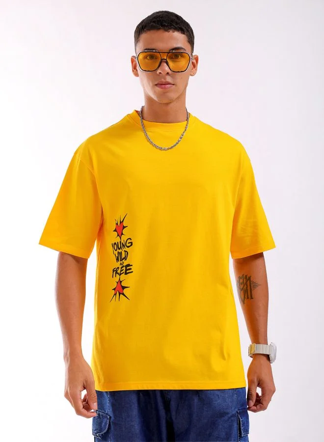 The Indian Garage Co Men Boxy Oversized Graphic Back Printed Round Neck Tshirt