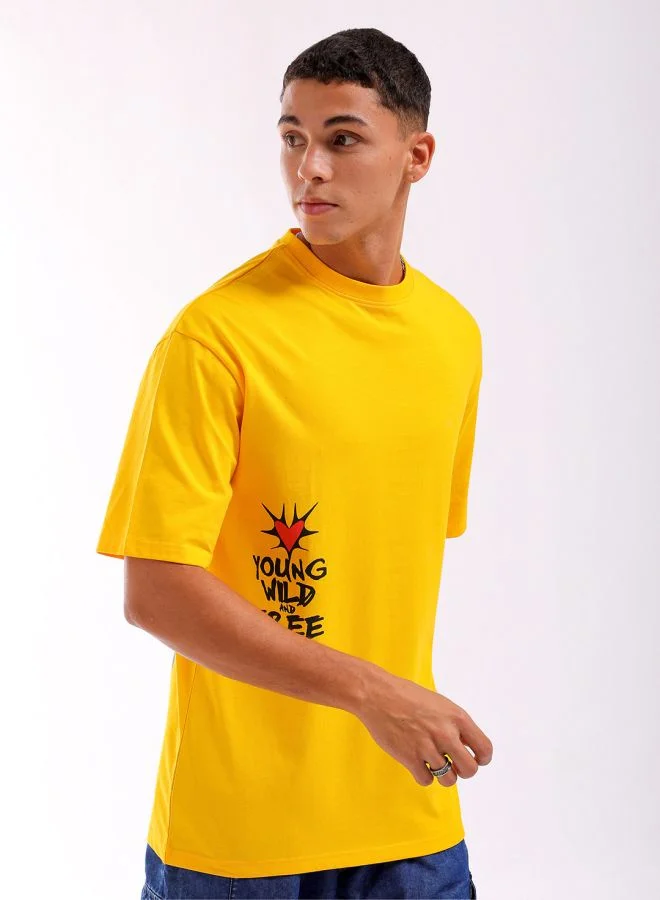 The Indian Garage Co Men Boxy Oversized Graphic Back Printed Round Neck Tshirt