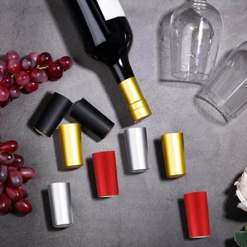 Blulu 200 Pcs Wine Sealer for Bottles PVC Heat Shrink Capsules Bottle Caps for Wine Making Cellars and Home Use (Black,Red,Gold,Silver) - Image 3