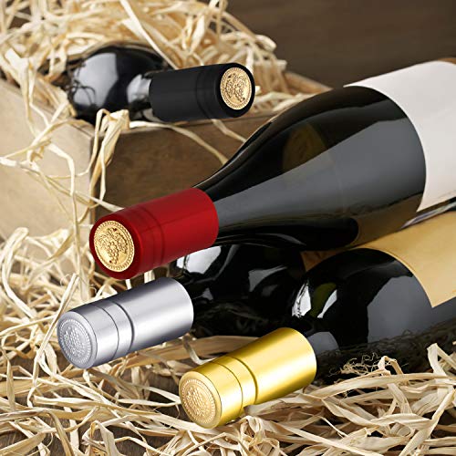 Blulu 200 Pcs Wine Sealer for Bottles PVC Heat Shrink Capsules Bottle Caps for Wine Making Cellars and Home Use (Black,Red,Gold,Silver) - Image 5