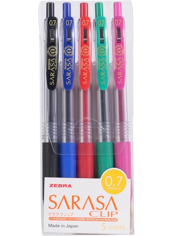 ZEBRA Clip On Gel Pen 5 Pieces 0.7 Mm Tip Size - Image 1