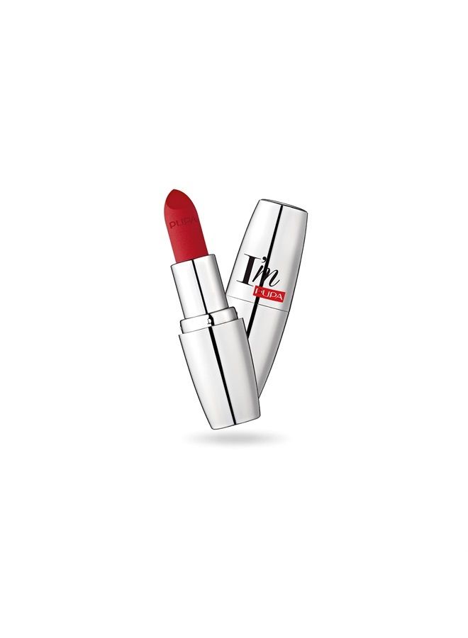 PUPA Milano I'M Matt Pure Color Lipstick - Velvety and Matt Lip Color - For Extraordinary Performance - Rich And Creamy Texture - 071 True Red - 0.123 Oz