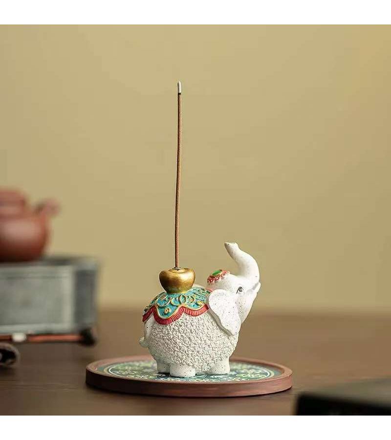 Auspicious Elephant Original Incense Holder Ornament Elegant Item For Chinese Tea Tables Home Spaces Elephant Shape Symbolizes Good Luck Smooth Progress With Beautiful Wish May All Your Wishes Come True Little Elephant 1pc - Image 5