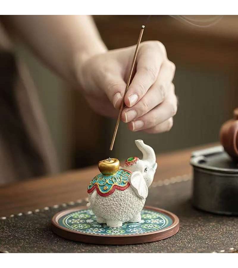 Auspicious Elephant Original Incense Holder Ornament Elegant Item For Chinese Tea Tables Home Spaces Elephant Shape Symbolizes Good Luck Smooth Progress With Beautiful Wish May All Your Wishes Come True Little Elephant 1pc - Image 3