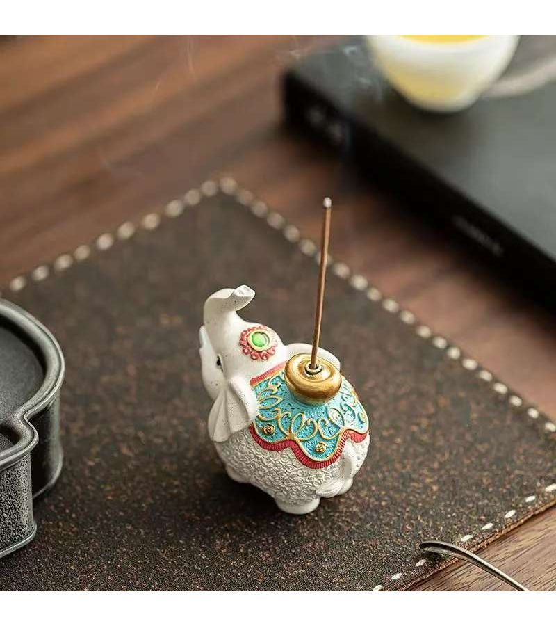Auspicious Elephant Original Incense Holder Ornament Elegant Item For Chinese Tea Tables Home Spaces Elephant Shape Symbolizes Good Luck Smooth Progress With Beautiful Wish May All Your Wishes Come True Little Elephant 1pc - Image 1