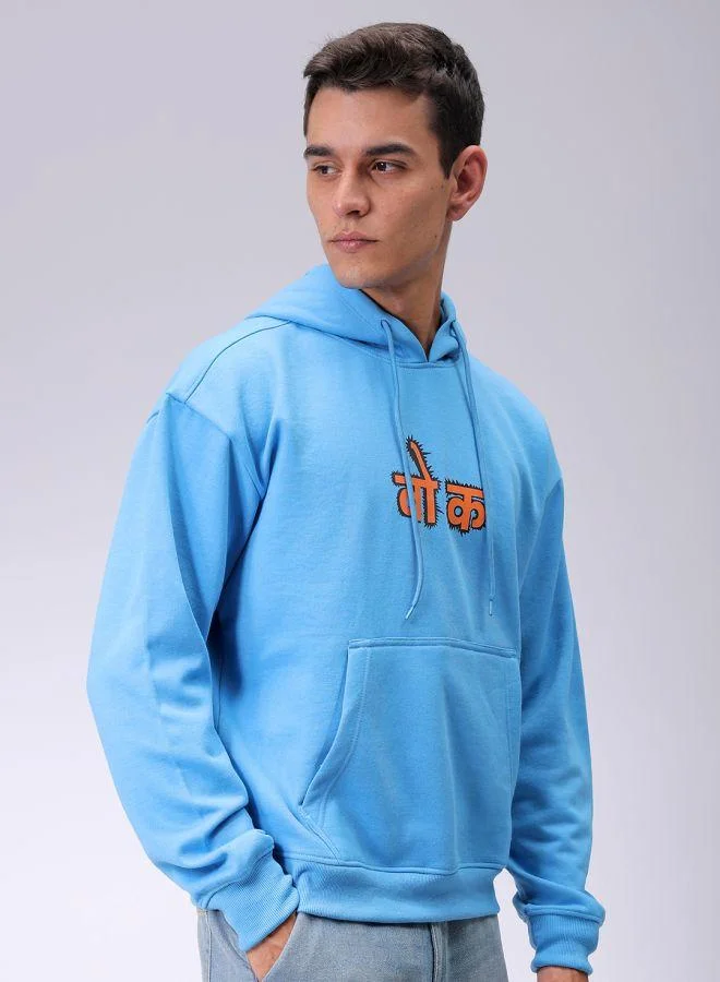 The Indian Garage Co Men Oversized Placement Print Overhead Hooded Sweatshirt