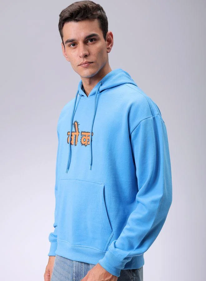 The Indian Garage Co Men Oversized Placement Print Overhead Hooded Sweatshirt