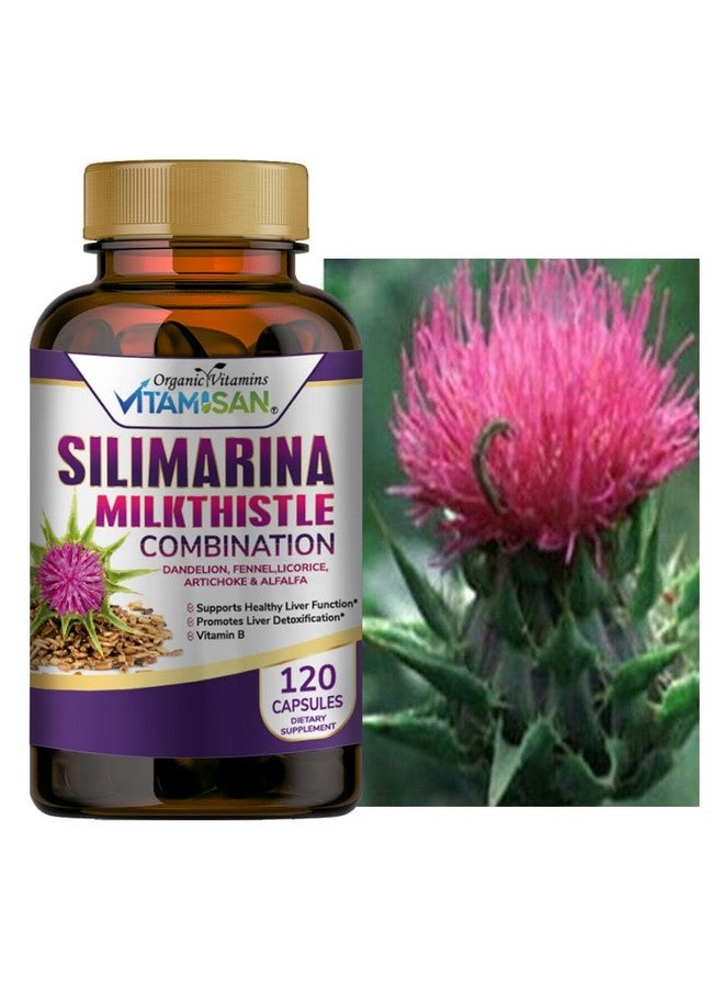 VITAMISAN Milk Thistle silimarina with Dandelion, Fennel. Licorice, Artichoke Alfalfa Detox & Cleansing Formula Support Liver 120 Capsules - Image 2