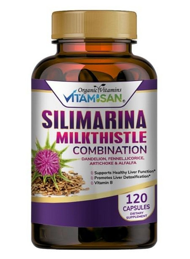 VITAMISAN Milk Thistle silimarina with Dandelion, Fennel. Licorice, Artichoke Alfalfa Detox & Cleansing Formula Support Liver 120 Capsules - Image 1
