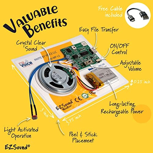 EZSound MultiPlay Light Activated Recordable Sound Chip | Records and Plays Multiple Songs and Messages | Create Recordable Custom Music Box | Light MP3 Music Sensor for Crafts, Hobbies, and Keepsakes - Image 3