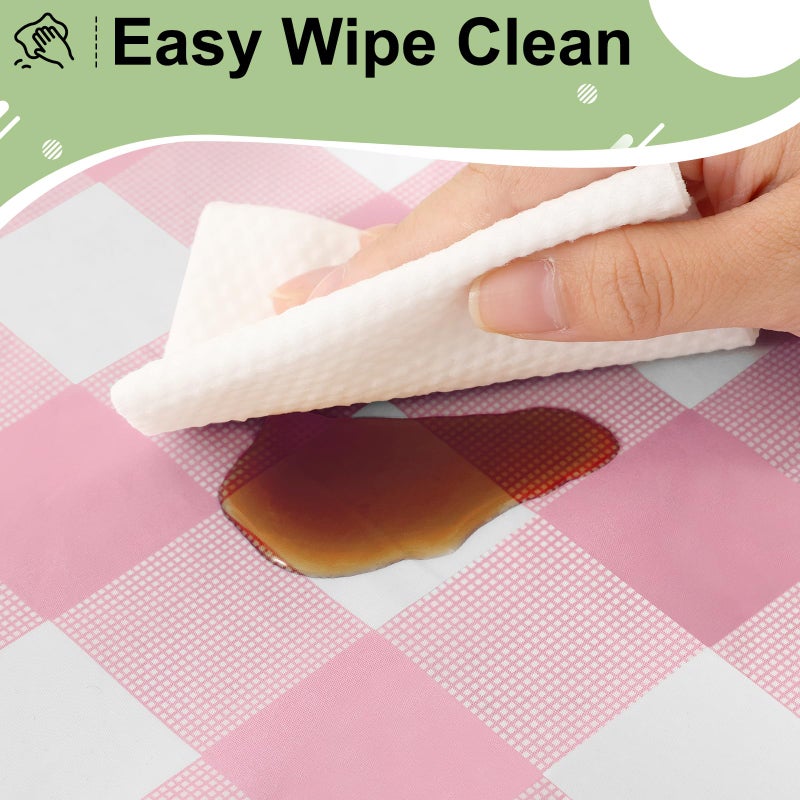 misaya 3 Packs Buffalo Disposable Table Cloth, 54 x 108 Inch Waterproof Plastic Tablecloth, Rectangle Pink and White Checkered Table Covers for Picnic, Birthday, Party - Image 5