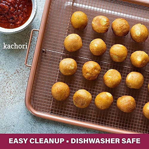 SHOPOBOX Kitchen Deep-Fried Food Drain Basin Rectangle Crispy Tray Filter Mesh Fresh-Keeping Basket Non-Stick Oil Pan Crisping Tray Oven Baking Tray Frying Basket and Baking Sheet (1) - Image 5