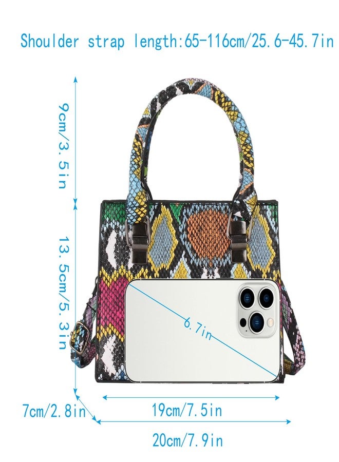 AISI Women Leather Handbag Purse Snakeskin Pattern Shoulder Handbag PU Leather Bucket Tote Bag Top-Handle Satchel - Image 4