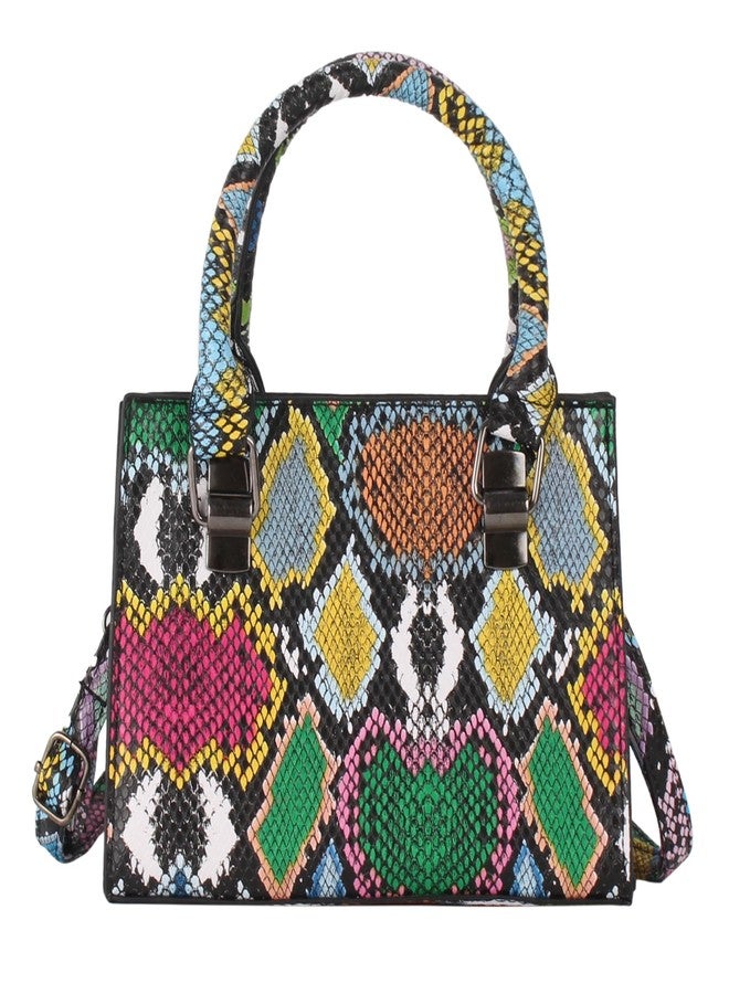 AISI Women Leather Handbag Purse Snakeskin Pattern Shoulder Handbag PU Leather Bucket Tote Bag Top-Handle Satchel - Image 1